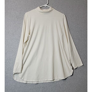 J. Jill Luxe Supima Ivory LS Shirttail Turtleneck Tunic Women's Large Stretch